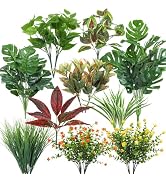 Ouddy Decor 18 Bundles Outdoor Artificial Plants UV Resistant Fake Greenery Stems Faux Shrubs for...