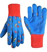 Wells Lamont Kids Work and Gardening Gloves, Lightweight Jersey Grip Gloves, Blue/Red (323C-993)