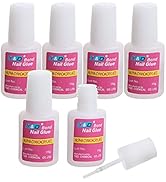 6PCS Nail Glue for Acrylic Nail Tips Adhesive Super Bond Long Lasting Nail Glue, 10g/pc