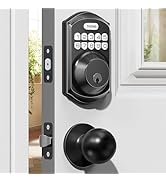 TEEHO TE001K Keyless Entry Door Lock with Handle, Electronic Keypad Deadbolt with 2 Knobs, High-S...