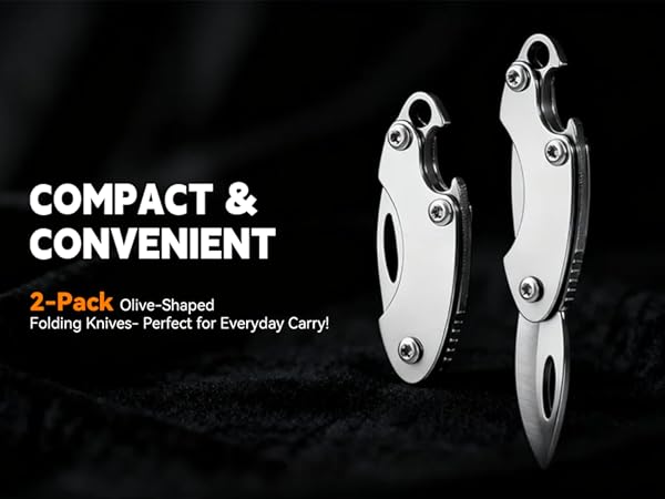 2 pack olive shaped folding knifes