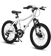 kimairy 20 Inch Kids Mountain Bike – 7 Speed, Front Suspension, Disc Brake (Front) & V-Brake (Rea...