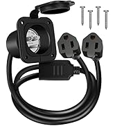 BEBOBLY 15 Amp AC Port Plug, 125V Power Inlet Socket with Waterproof Cover & Integrated Dual 18" ...