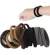 20 PCS Thick Seamless Hair Ties for Curly Heavy and Long Hair Brown Hair Elastics for Women Men a...