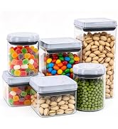 MiraFure 6 Pcs POP Container Set, Airtight Food Storage with Lids, Push Button Seal BPA-Free Set ...