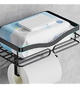 Simple Toilet Paper Holder with Shelf - Toilet Roll Holder Self Adheisve&Wall Mounted Bathroom Or...