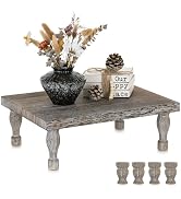 Hanobe Wooden Riser Decorative Tray: Farmhouse Wood Pedestal Display Stand Rustic Brown Tray Rise...