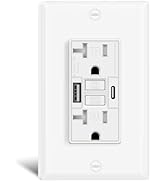 Greencycle 20 Amp GFCI Outlet with USB C & USB A Ports, 1PK Self Test GFCI Electrical Outlet Comb...