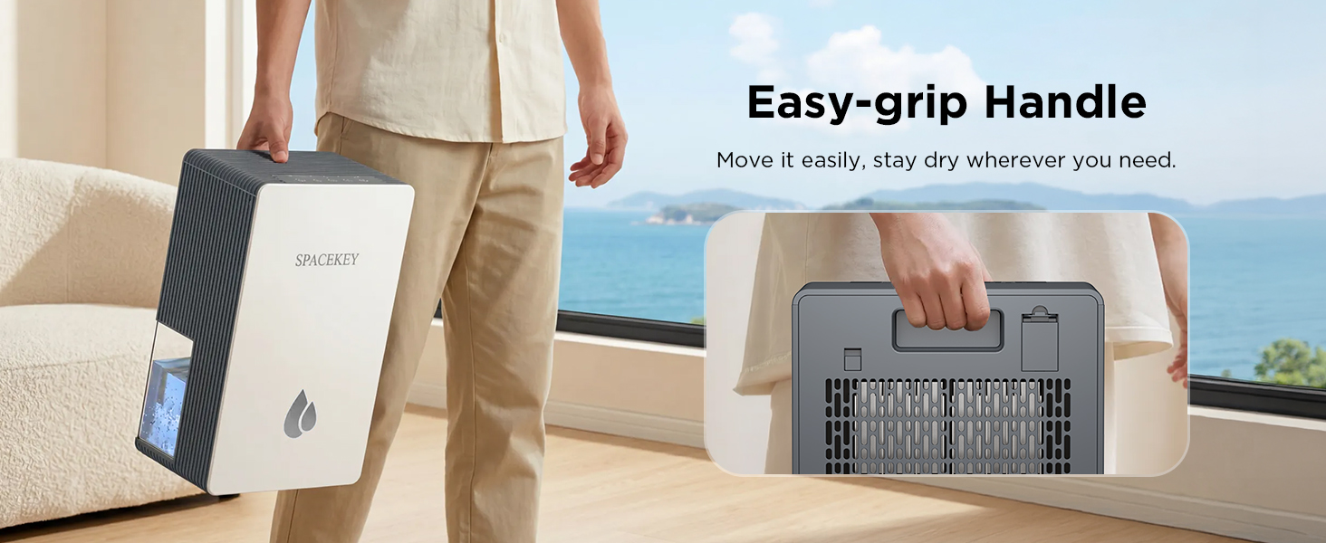 portable dehumidifier with built in carry handle easy to move for bedroom office rv