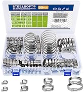 STEELSOFT Heavy Duty Worm Gear Hose Clamp Assortment Kit 5/16 to 2-3/8"(8-60mm) Large Rack 90PCS,...