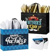 13" Fathers Day Gift Bag with Tissue Paper,2 Pack Large Father's Day Bag Bulk,Reusable Gift Bag w...