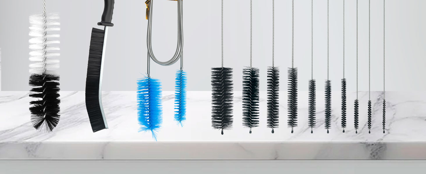 Glass Cleaning Kit Straw Cleaner Brush - Reusable Handles Extra Long Bottle Brush