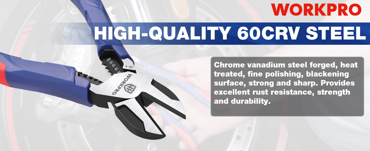 WORKPRO Diagonal Cutting Pliers 6 inch CRV Diagonal Cutting Pliers with Wire Stripper