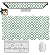 Scalloped Desk Mat Extended Large Cute Mouse Pad Big Desk Pad XXL Aesthetic Plaid Mousepad Checke...