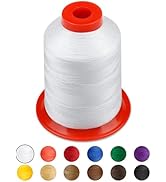 FIVEIZERO Extra Strong Upholstery Thread,White 1000 Meters Bonded Nylon Thread for Denim Leather,...