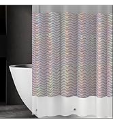 Ga-Geetopia Holographic 3D EVA Shower Curtain Liner Wave, 72x72 Premium Medium Weight Clear Plast...