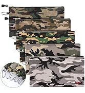 Canvas Tool Pouch Zipper Bag - 5 Pack Heavy Duty Utility Camo Bags with Carabiner, Multi-Purpose ...