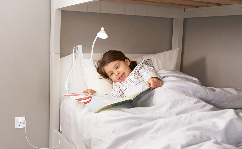 Flexible Gooseneck Clip on Lamp for Bed Headboard Desk Bedside Dorm