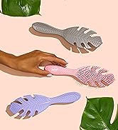 pink, grey, and purple detanglers on peach background