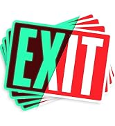 ASSURED SIGNS 4 pcs Emergency Exit Sign Stickers - Glow in The Dark - 10" by 7" - Ideal Safety Si...