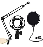 5 Core Mic Stand Desk Professional Adjustable Microphone Boom Arm with Pop Filter & Shock Mount H...