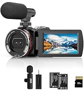 Weochi Video Camera, Camcorder 4K, 64MP 30FPS Dual Lens Camera with Wireless Mic for Vlogging You...