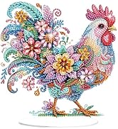 Bowetile Chicken Diamond Art Desktop Ornaments Kits for Adults Beginners, 5D Special Shape Diamon...