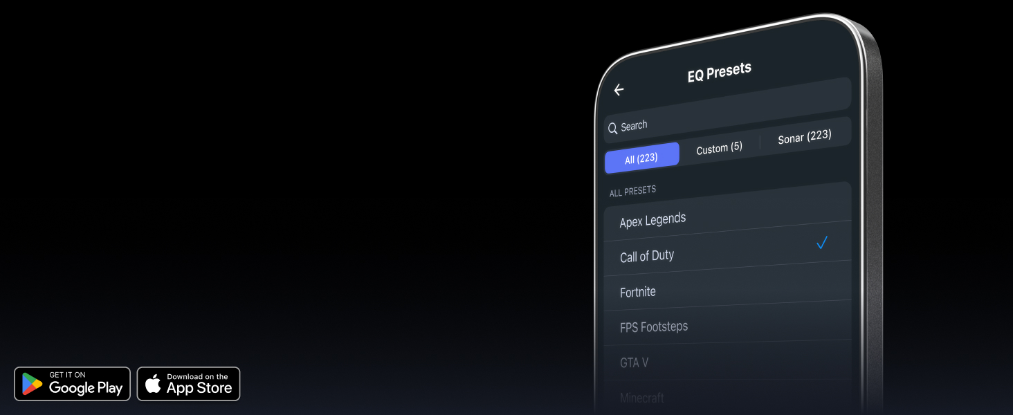 EQ Presets on a mobile device