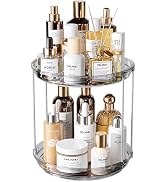 Delamu 2 Tier Rotating Makeup Organizer for Vanity, Skincare Organizer for Bathroom Counter, Spin...