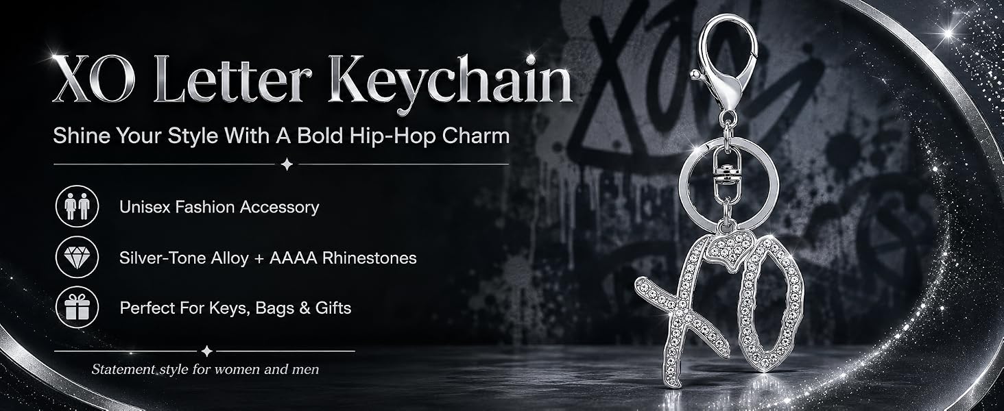 Unise High Hip Hop Xo Letter Pendant KeyChain