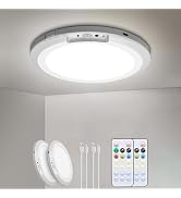HLCZLUZ Rechargeable Motion Sensor Ceiling Light Indoor Outdoor w/Remote, 7.08 Inch Battery Opera...