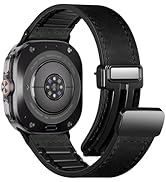 Charlam Magnetic Leather Bands Compatible with Samsung Galaxy Watch Ultra Bands 47mm(2025/2024), ...