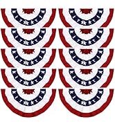 10Pack 2x4Ft American Flag Bunting, Patriotic Pleated Half Fan Flag Outdoor, USA 4th of July Bunt...