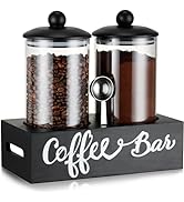 Yangbaga 55OZ Glass Coffee Canister for Ground Coffee,2Pcs Coffee Containers with Handle Shelf Co...