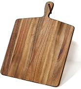 S310 Acacia Wood Cutting Board with Handle, Wooden Chopping Board for Meat, Cheese, Bread & Veget...