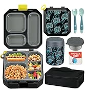 Itslife Bento Lunch Box Set for Kids with 12oz Soup Thermo&Lunch Bag, Leak-Proof Lunch Food Conta...