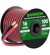 BAHIWOM 16 Gauge Wire 100FT 12V/24V DC Low Voltage Electrical Wire 2 Conductors Cable Flexible PV...
