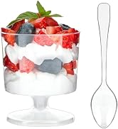 Zezzxu 100 Pack 2 oz Mini Dessert Cups with Spoons, Disposable Appetizer Cups Mousse Cups Small P...