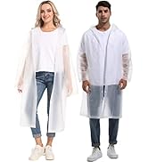 Rain Ponchos for Adults Reusable - Borogo 2Pcs Raincoats Emergency Survival with Hoods and Sleeve...