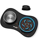 MateeyLife Dog Food and Water Bowl Set 3 in 1, Slow Feeder Dog Bowls & Stainless Steel Water Bowl...