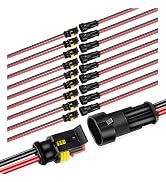 Nilight - 50020R 2Pin Way 16AWG Waterproof Wire 1.5mm Series Terminal Connector-10 Pack,2 Years W...