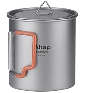 ATiAP Titanium Cup Portable Cup Ultralight Coffee Mug Water Cup with Lid and Plastic Foldable Han...