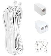 Menewstart Long Telephone Extension Cord 80 FT, White, Phone Cable Line Wire with Standard RJ11 P...