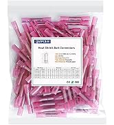 100 Pcs Red Heat Shrink Butt Connectors, 22-16 AWG Marine Grade Insulated Crimp Wire Connectors, ...