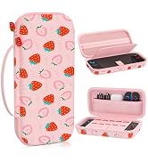 RHOTALL Pink Strawberry Carrying Case for Nintendo Switch 2 (2025) 7.9'', Cute Slim Hard Protecti...