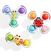 ALASOU 3PCS Pop Suction Cup Spinner Sensory Airplane Travel Toys for 1 Year Old Boy Girl Infant T...