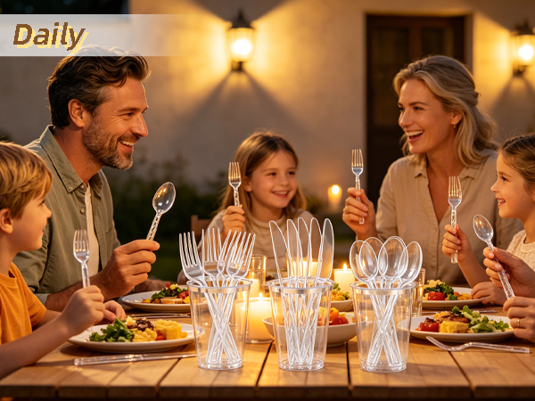 Clear plastic silverware heavy duty for birthday