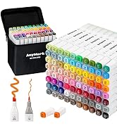AnyMark Alcohol Markers, 80 Colors Dual Tip Alcohol Based Art Markers Set for Kids Adults Colorin...