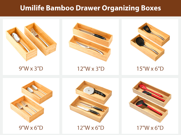 Bamboo Drawer Organizing Boxes-A+01YD