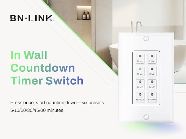 Timer switch for bathroom fan